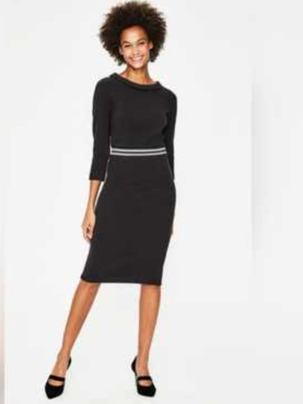 Boden Daisy Ottoman Black Ribbed Dress Peter Pan Collar Mrs. Maisel 4P